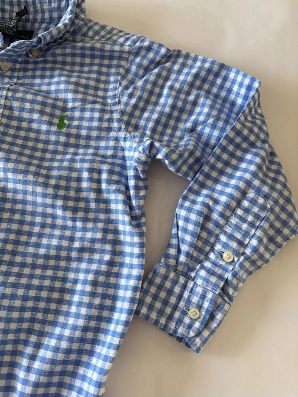 Ralph Lauren Boys Blue Gingham Button Down Shirt Sz 6 Preppy Old Money Classic